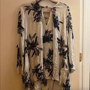 Free People Cream Floral Blouse